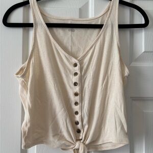 American Eagle Outfitters Cream Button-Down Tank Top